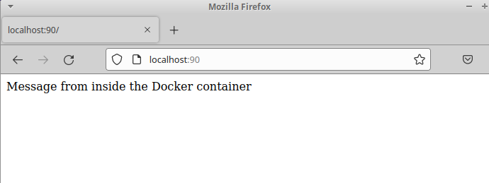 Browser screenshot showing web page read from inside container