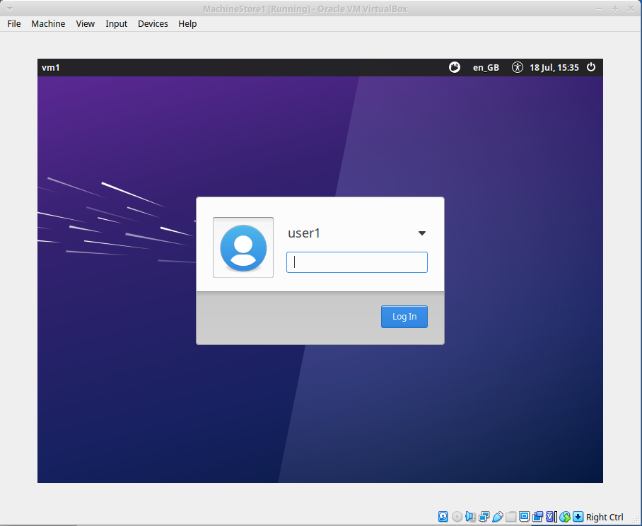 Screenshot of active VM asking for login details of ubuntu user.