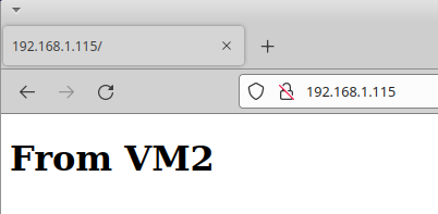 Screenshot of successful browser request from host to VM2 IP address
