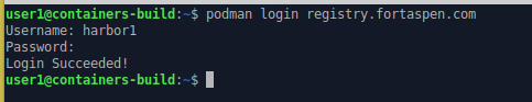 command line output of creating connection to the registry