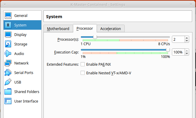 Screenshot of VM with two CPUs allocated.